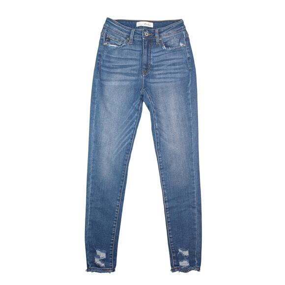 Kancan Jeans Women 5/26 Blue Hailey High Rise Ankle Skinny Stretch Denim KC9134M - Picture 1 of 10
